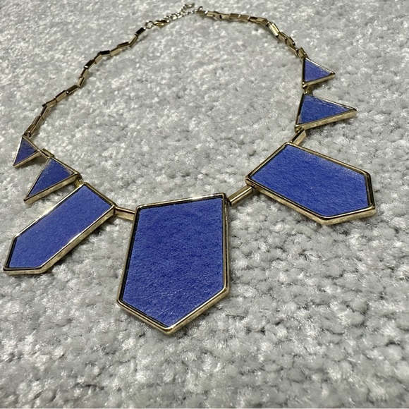 House of Harlow 1960 Blue Leather Cobalt Five Station Necklace - Picture 6 of 7